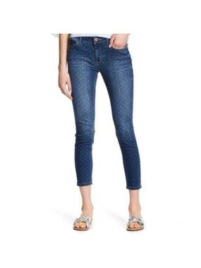 Kensie Dark Blue Dot Print Ankle Length Jeans 27